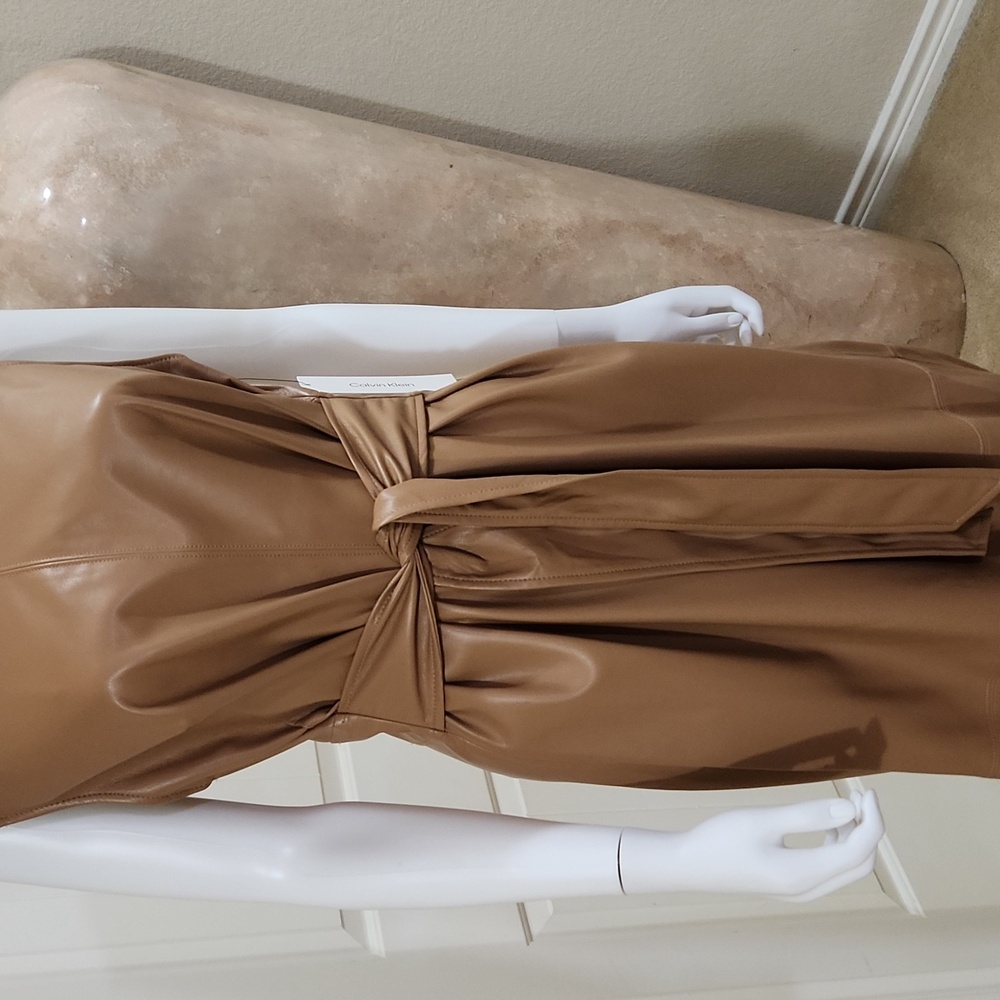 HOST PICK😍 Calvin klein faux leather dress NWT (Necklace NOT included). - Picture 3 of 10